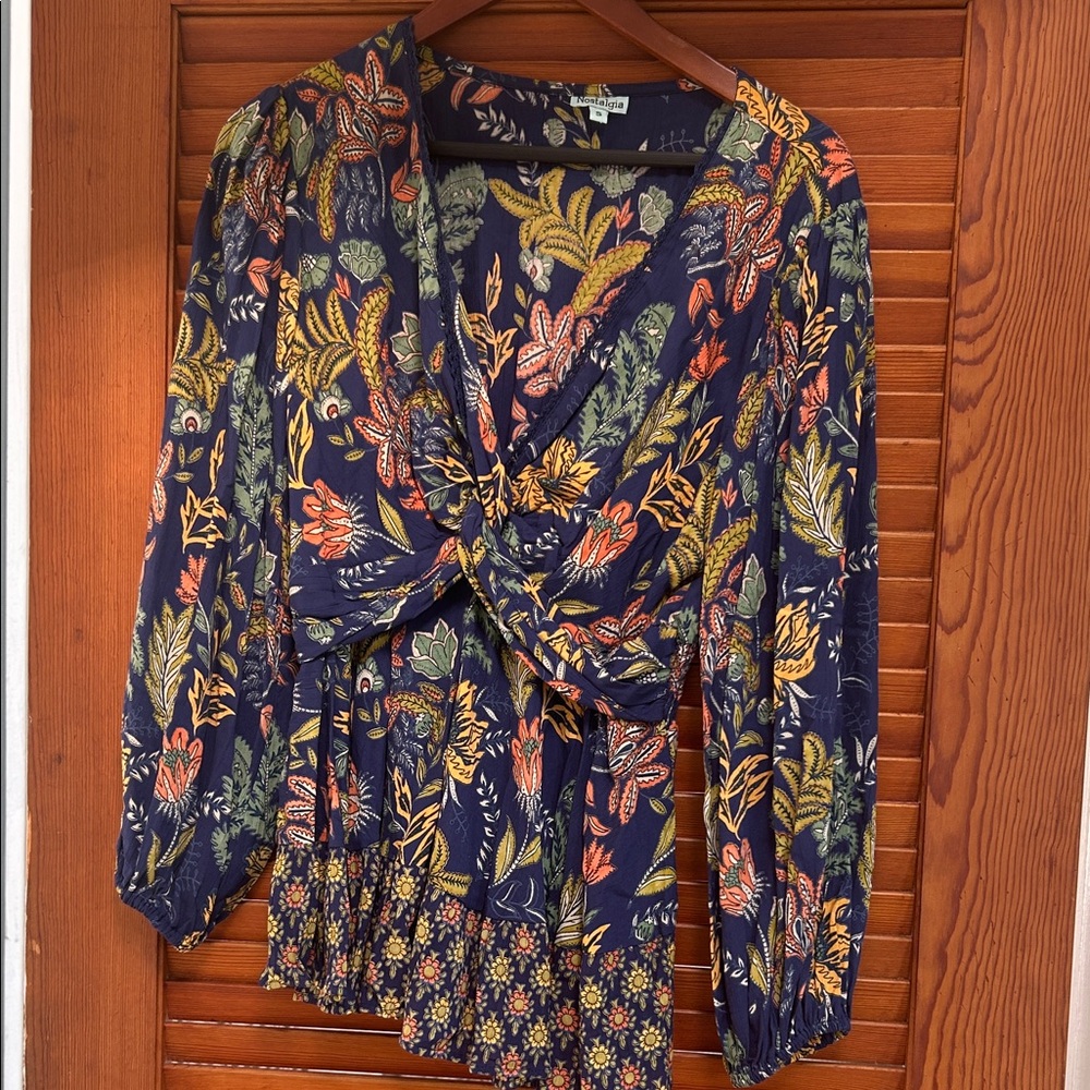 Nostalgia Floral Navy Women's Top